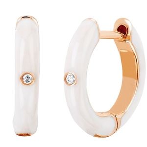 EF collection Huggie earrings. Diamond and Enamel